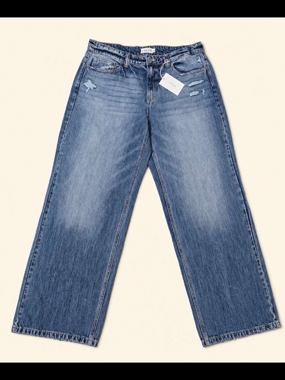 Cello Light Blue Low Rise Wide Leg Distressed Jeans Y2K